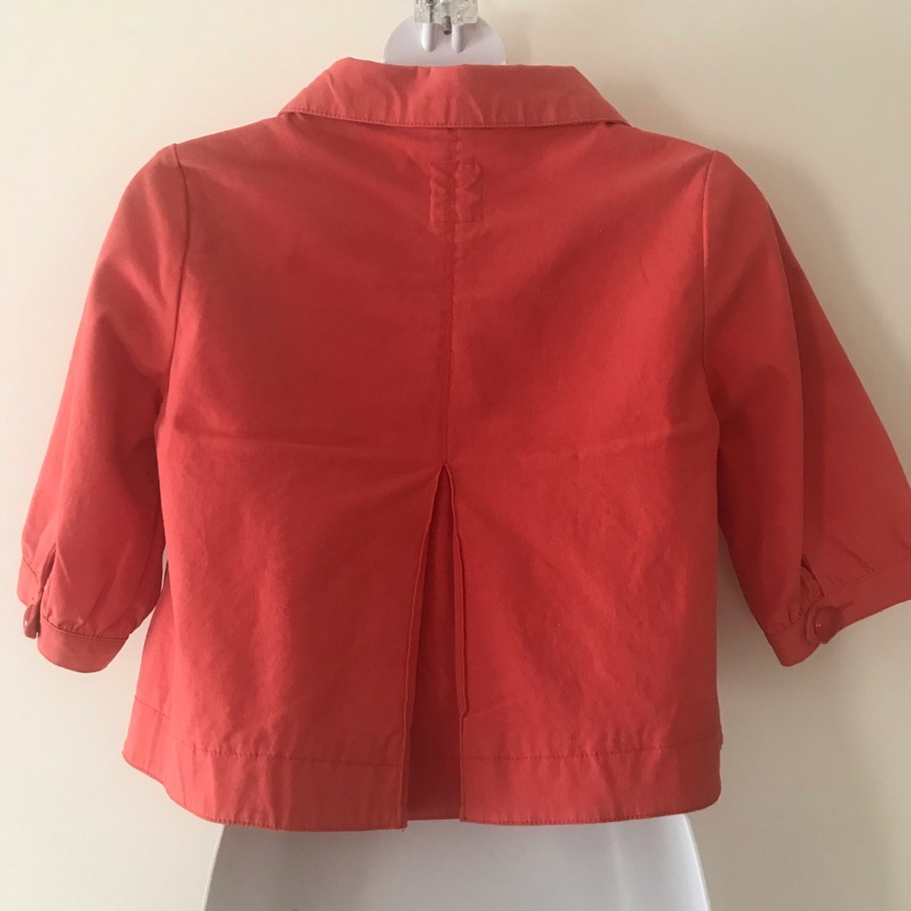 Tulle red orange half blazer jacket with short sleeves - Picture 2 of 4